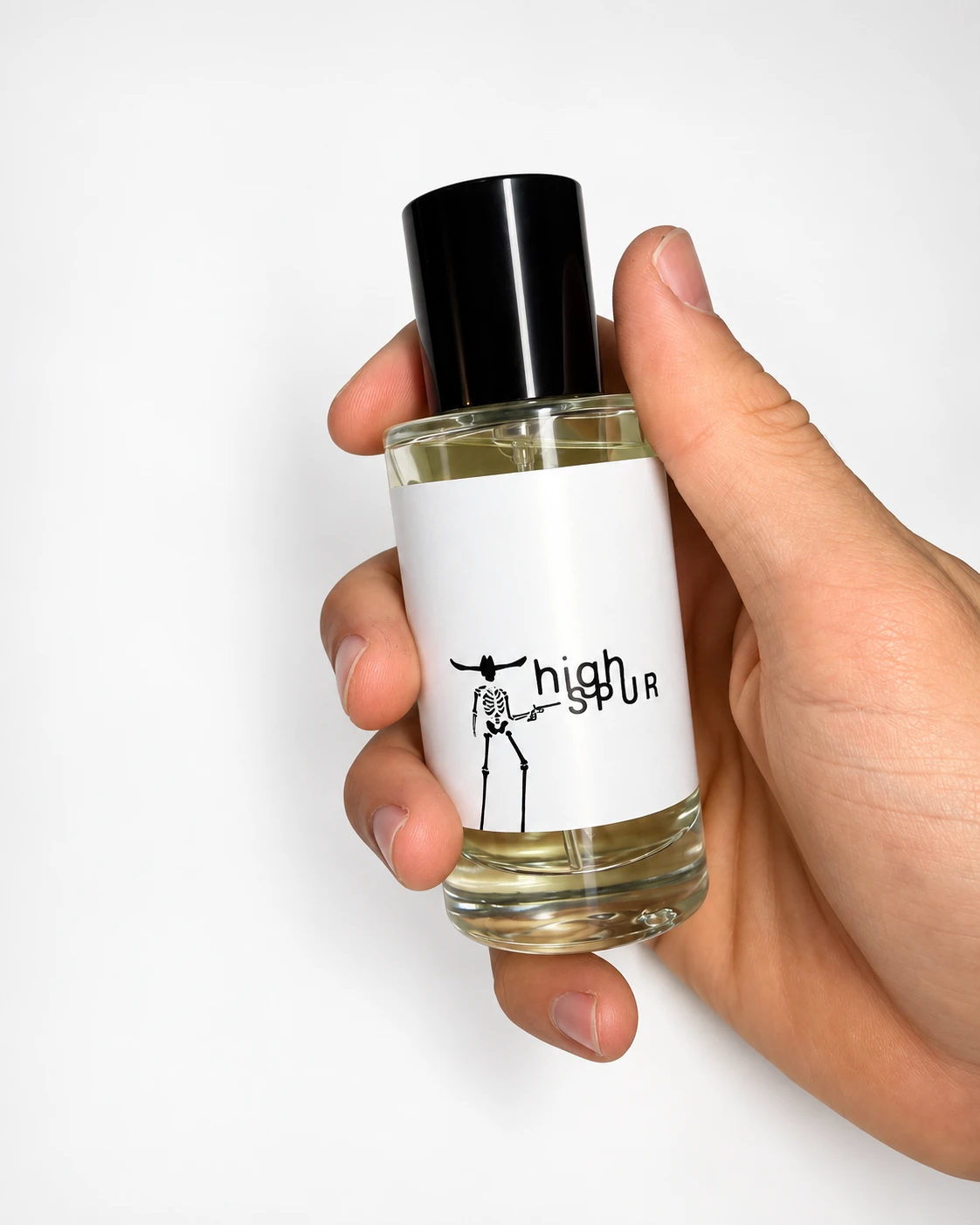 ROUGH STOCK Eau de Parfum — 50 mL, studio visualization, in hand